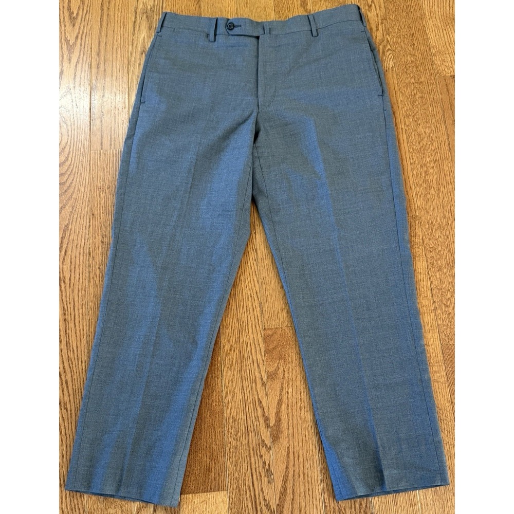 Sid Mashburn Solid Gray 100% Wool Flat Front Mens Dress Pants Sz 33x26.5